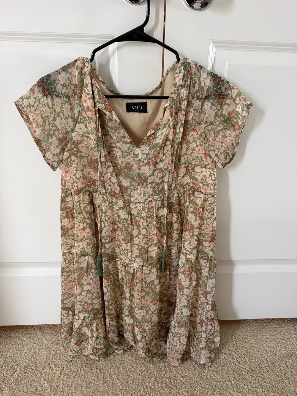 VICI Pink & Green Floral Dress